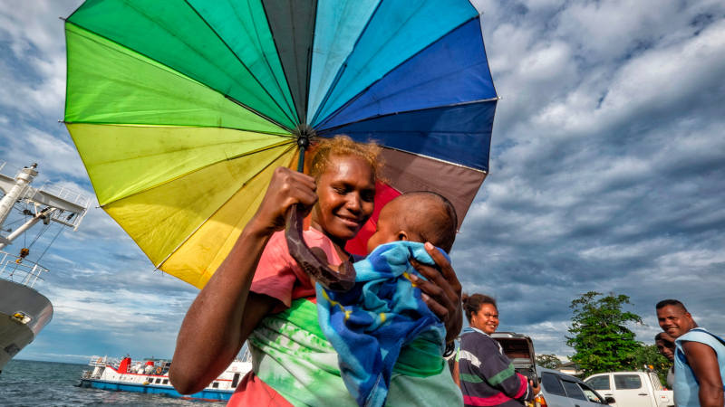 Asian Development Bank 40263-022: Domestic Maritime Support (Sector) Project in the Solomon Islands People arriving from an inter island boat trip at the Port of Honiara. The Domestic Maritime Support (Sector) Project aims to improve shipping services to spur rural development.