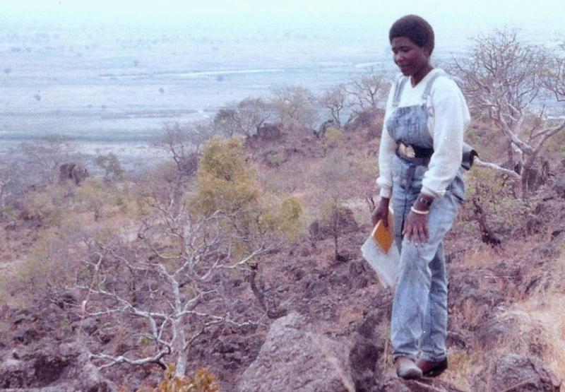Evelyne Mbede, a TWAS Fellow and Tanzanian vulcanologist, working in the field. [Photo provided]